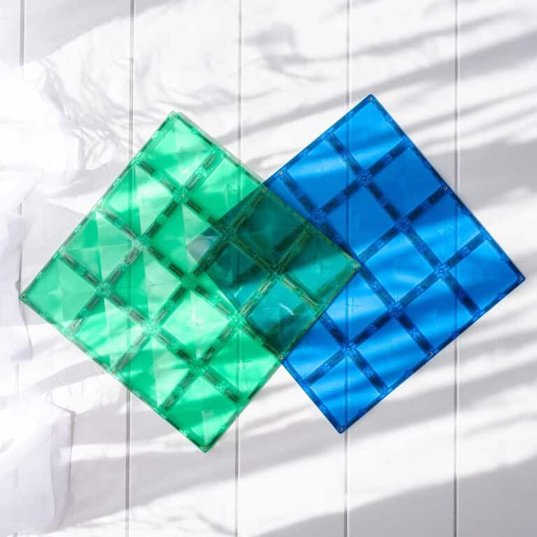 Modrá a zelená magnetická podložka Connetix 30 × 30 cm