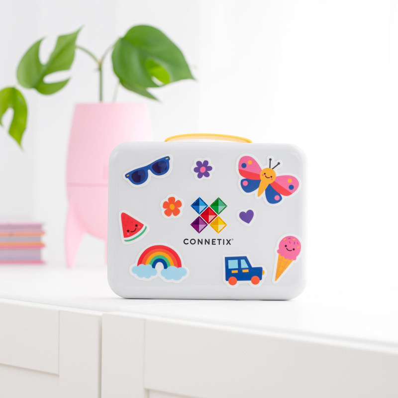 Cutia metalică Connetix Travel Mini cu autocolante siliconice