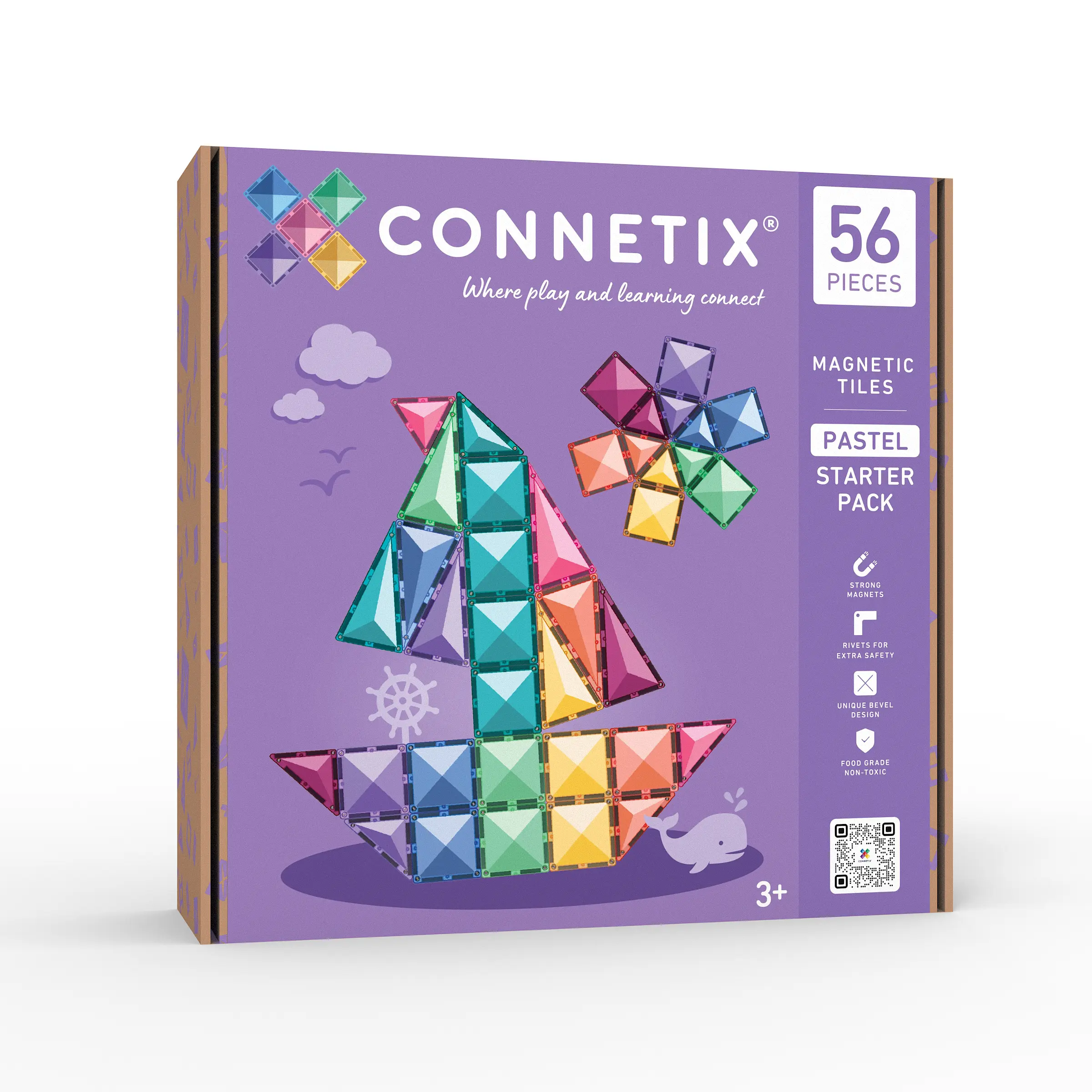 Cutia Connetix Pastel Starter Pack 56 piese